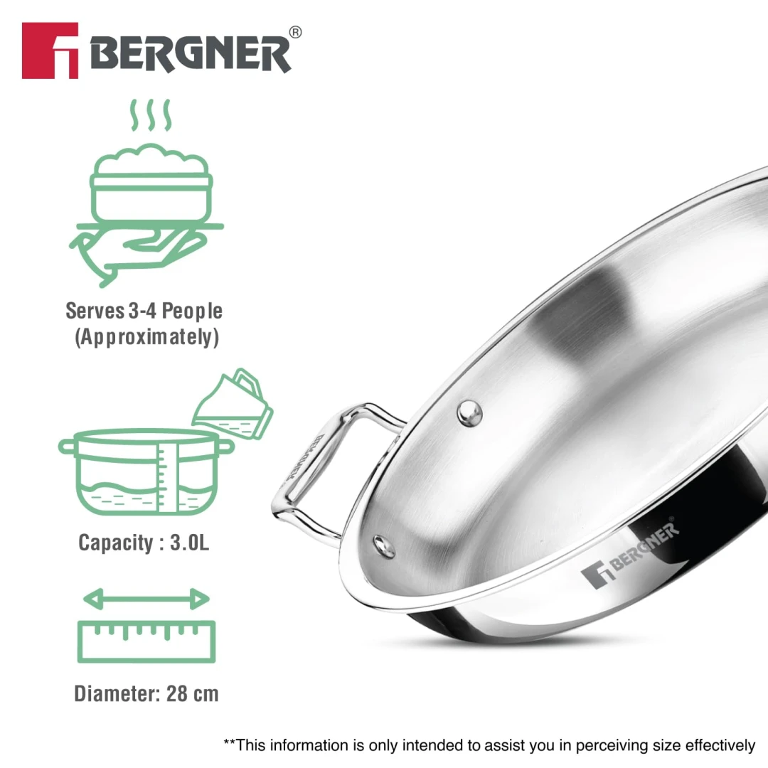 Bergner Argent Samsara Jalebi Pan Triply 28 cm – view 3