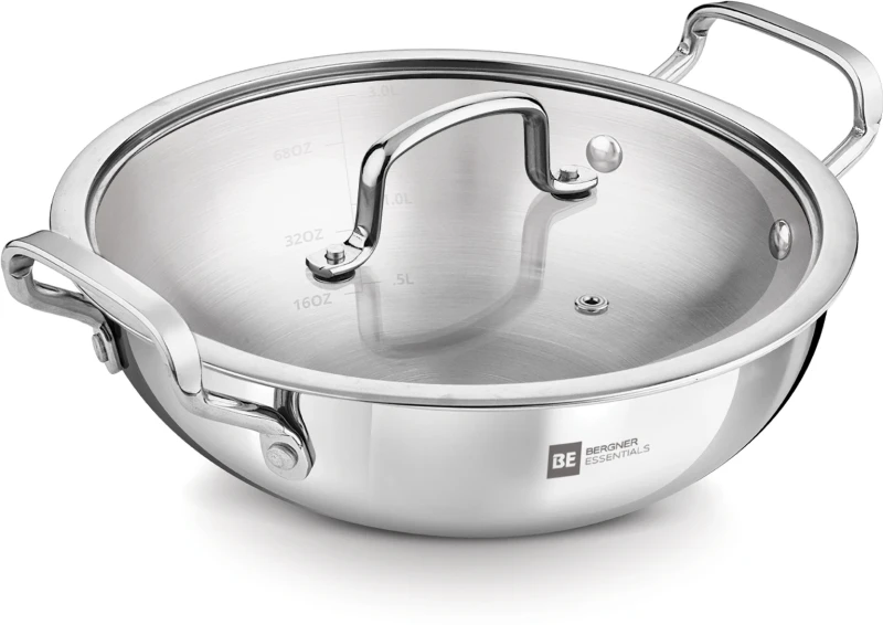 Bergner Triply Kadhai Girisha 24cm Glass Lid