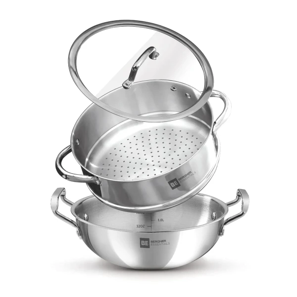 Bergner Triply Multi Kadhai with Steamer Revanth 24 cm