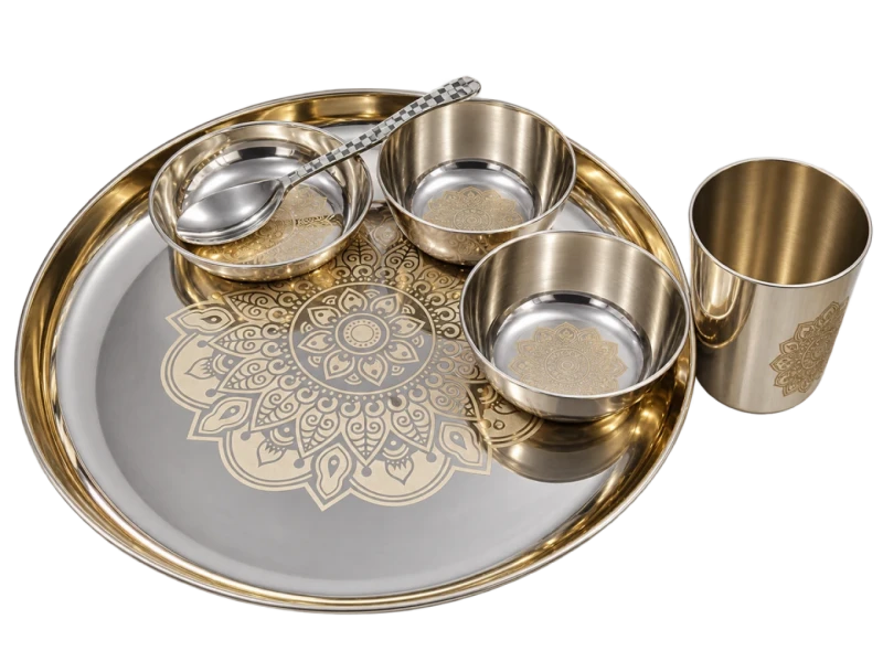 SPJ Angel Kansa Thali Set of 6 Mandala Design