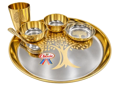 Classic Brass Kalpavriksha Thali Set of 6