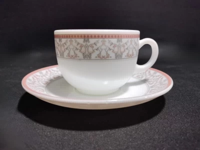 La Opala Cup & Saucer Set-12 Moroccan Pink