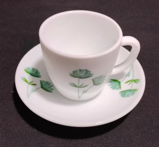 Larah Borosil Cup & Saucer Magnum Green Lily