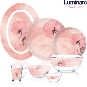 Luminarc Glass Dinner Set 33 Pieces French Elegance Pink Love