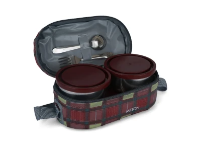 Milton Corporate Lunch Box 3 Steel Containers Red Cover