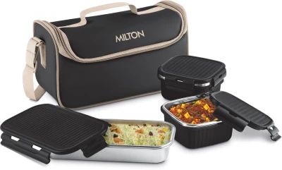 Milton Lush Lunchbox Steel Black 3 Boxes