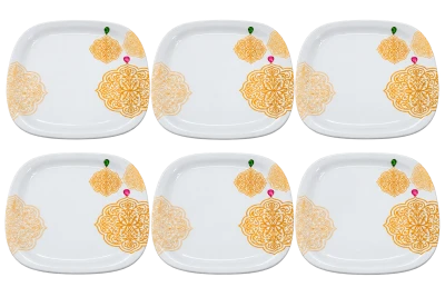 Milton Melamine Square Round Dinner Plate Set Of 6 Glaze