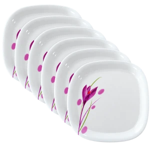 Milton Melamine Square Round Dinner Plate Set Of 6 Lilac Tulip