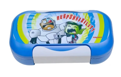 NAYASA Stainless Steel Insulated Lunch Box Curve Small Teen Titans Go Blue