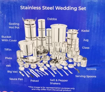 Neelam Stainless Steel 101 Pc Wedding Dinner Set with Kandaal