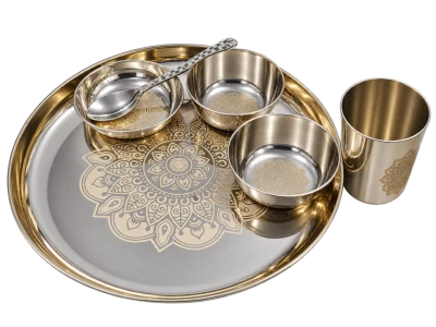 SPJ Angel Kansa Thali Set of 6 Mandala Design