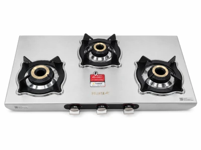 Sujata 3 Burner LPG Stove Majestic 1.2mm Steel Cooktop