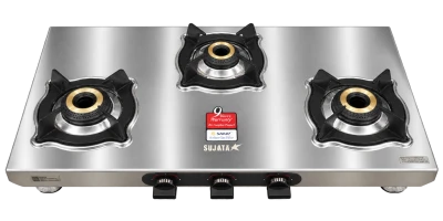 Sujata LPG Steel Cooktop Sterno 3 Bnr