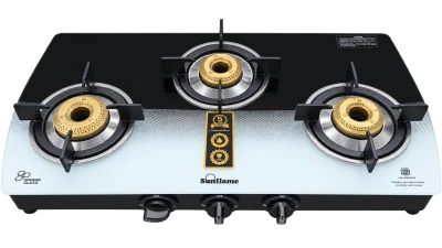 Sunflame Lpg Gas Stove Glass Top Sgm Bk Black White 3 Burner