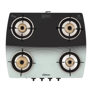 Sunflame LPG Gas Stove Glass Top SGM BK Black White 4 Burner