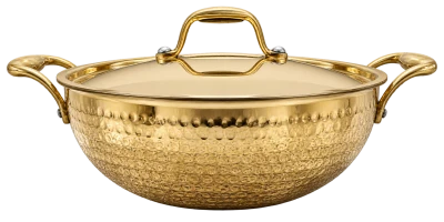 Traditional Brass Kadhai with Kalai – Hammered Finish