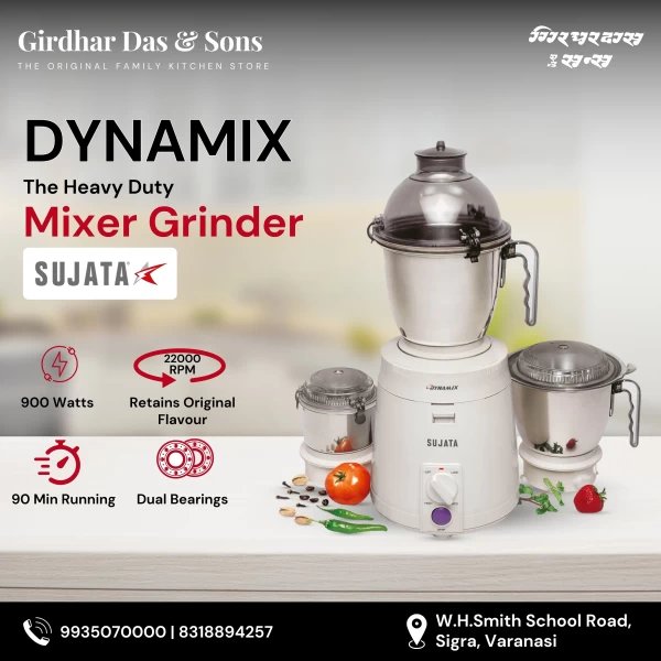 Sujata Dynamix Mixer Grinder 900W - 3 Jars